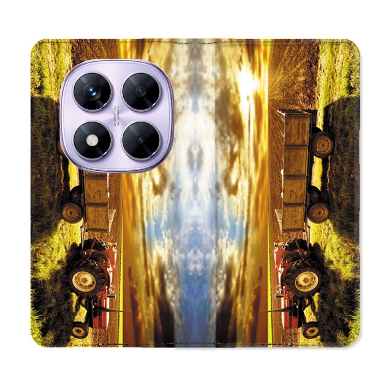 Housse Cuir Portefeuille Pour Xiaomi Redmi Note 14 PRO 4G Agriculture Tracteur Color