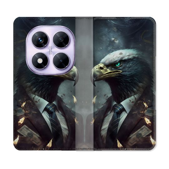 Housse Cuir Portefeuille Pour Xiaomi Redmi Note 14 PRO 4G Animal Aigle Business