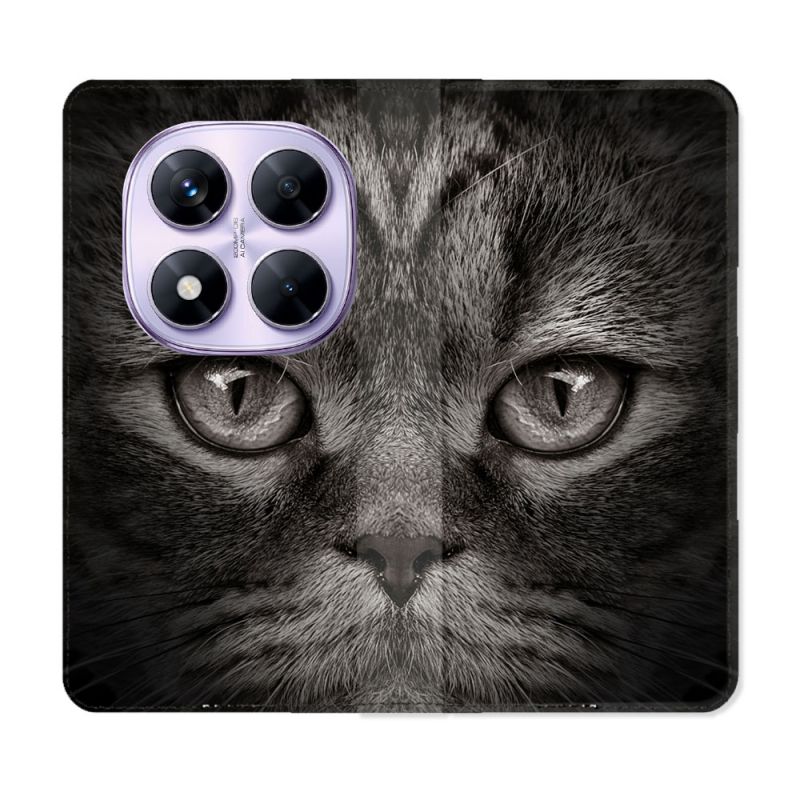 Housse Cuir Portefeuille Pour Xiaomi Redmi Note 14 PRO 4G Animal Chat Gris