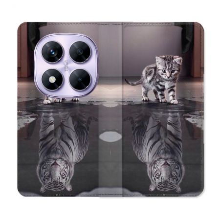 Housse Cuir Portefeuille Pour Xiaomi Redmi Note 14 PRO 4G Animal Chat Reflet
