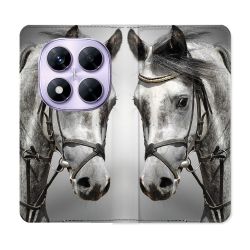 Housse Cuir Portefeuille Pour Xiaomi Redmi Note 14 PRO 4G Animal Cheval Blanc