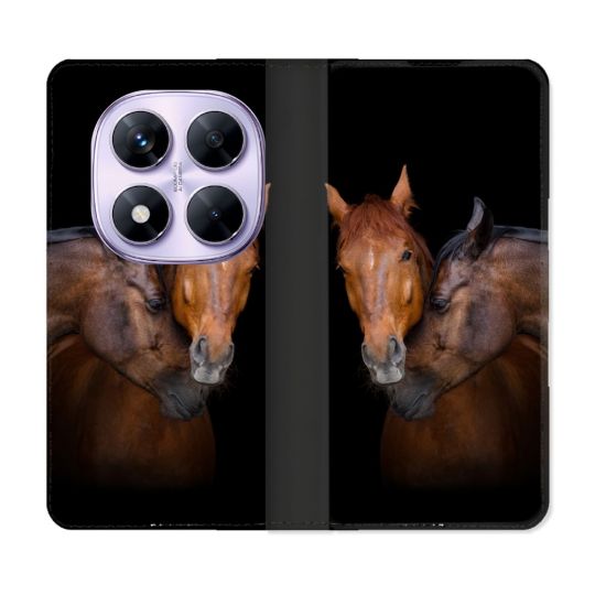 Housse Cuir Portefeuille Pour Xiaomi Redmi Note 14 PRO 4G Animal Cheval Marron