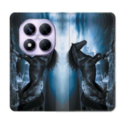 Housse Cuir Portefeuille Pour Xiaomi Redmi Note 14 PRO 4G Animal Cheval Noir