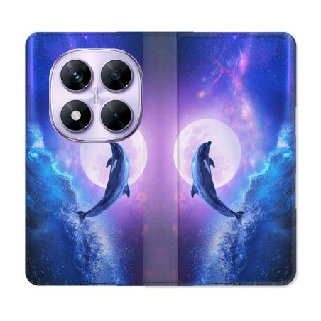 Housse Cuir Portefeuille Pour Xiaomi Redmi Note 14 PRO 4G Animal Dauphin Vague