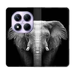 Housse Cuir Portefeuille Pour Xiaomi Redmi Note 14 PRO 4G Animal Elephant Noir