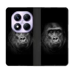 Housse Cuir Portefeuille Pour Xiaomi Redmi Note 14 PRO 4G Animal Gorille Noir