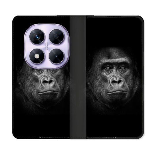 Housse Cuir Portefeuille Pour Xiaomi Redmi Note 14 PRO 4G Animal Gorille Noir