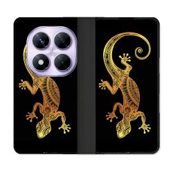 Housse Cuir Portefeuille Pour Xiaomi Redmi Note 14 PRO 4G Animal Lezard Noir