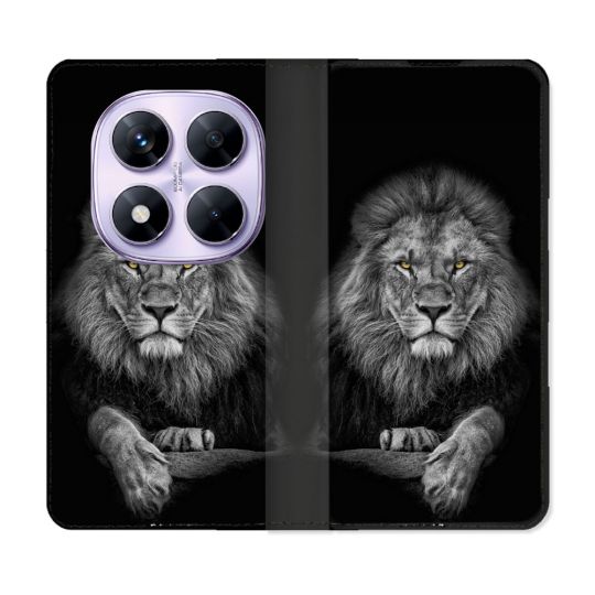 Housse Cuir Portefeuille Pour Xiaomi Redmi Note 14 PRO 4G Animal Lion Majestueux
