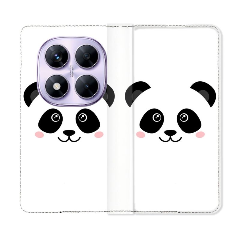 Housse Cuir Portefeuille Pour Xiaomi Redmi Note 14 PRO 4G Animal Panda Blanc