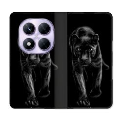 Housse Cuir Portefeuille Pour Xiaomi Redmi Note 14 PRO 4G Animal Panthère Noire