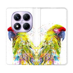 Housse Cuir Portefeuille Pour Xiaomi Redmi Note 14 PRO 4G Animal Perroquet Jaune