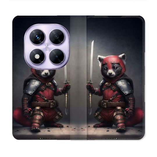 Housse Cuir Portefeuille Pour Xiaomi Redmi Note 14 PRO 4G Animal Raton Samouraï