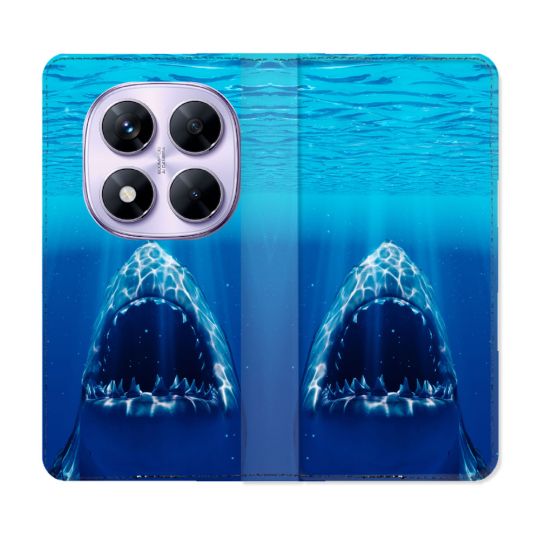 Housse Cuir Portefeuille Pour Xiaomi Redmi Note 14 PRO 4G Animal Requin Dent