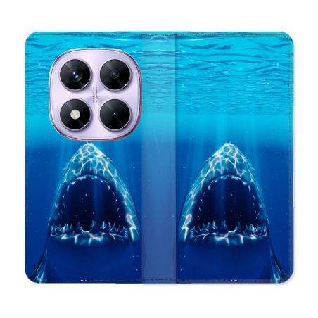 Housse Cuir Portefeuille Pour Xiaomi Redmi Note 14 PRO 4G Animal Requin Dent