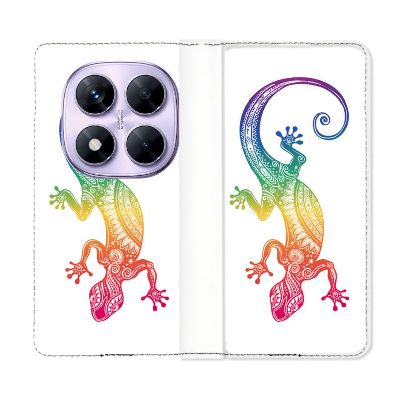 Housse Cuir Portefeuille Pour Xiaomi Redmi Note 14 PRO 4G Animal Salamandre Color