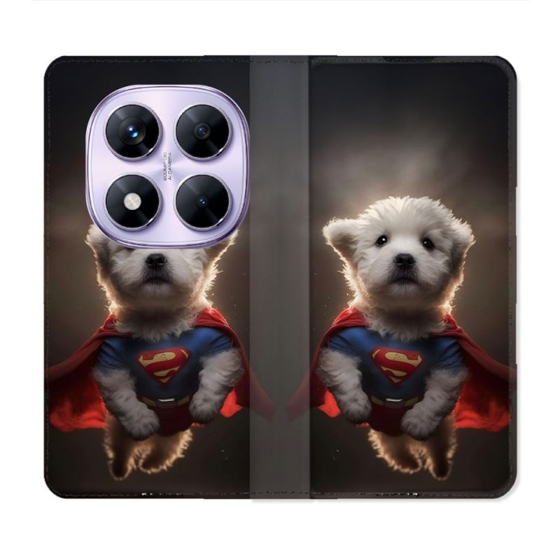 Housse Cuir Portefeuille Pour Xiaomi Redmi Note 14 PRO 4G Animal Super Chien