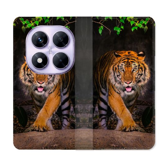 Housse Cuir Portefeuille Pour Xiaomi Redmi Note 14 PRO 4G Animal Tigre Jungle
