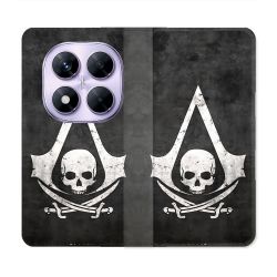 Housse Cuir Portefeuille Pour Xiaomi Redmi Note 14 PRO 4G Assassin Creed Tete Mort