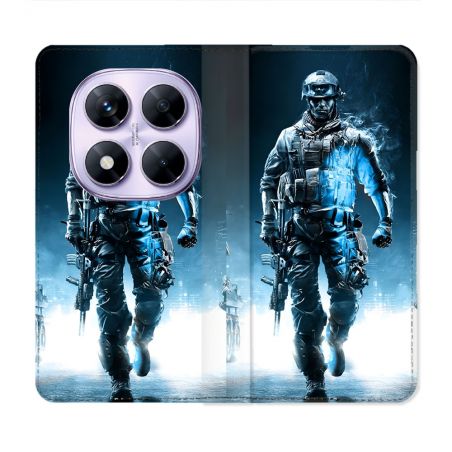 Housse Cuir Portefeuille Pour Xiaomi Redmi Note 14 PRO 4G Call Of Duty Guerrier