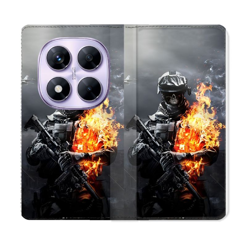 Housse Cuir Portefeuille Pour Xiaomi Redmi Note 14 PRO 4G Call Of Duty Squelette