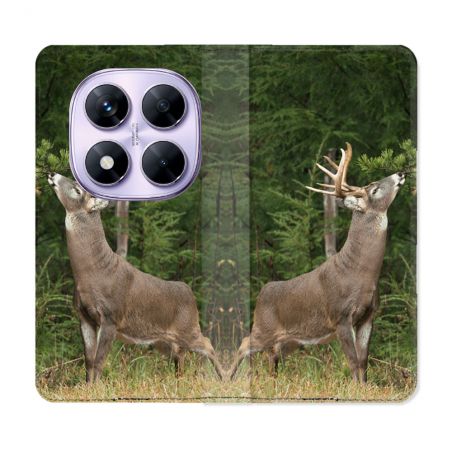 Housse Cuir Portefeuille Pour Xiaomi Redmi Note 14 PRO 4G Chasse Cerf