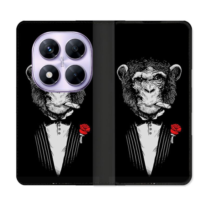 Housse Cuir Portefeuille Pour Xiaomi Redmi Note 14 PRO 4G Decale Singe Mafia