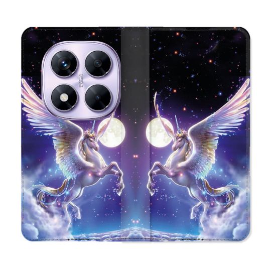 Housse Cuir Portefeuille Pour Xiaomi Redmi Note 14 PRO 4G Fantastique Licorne Céleste