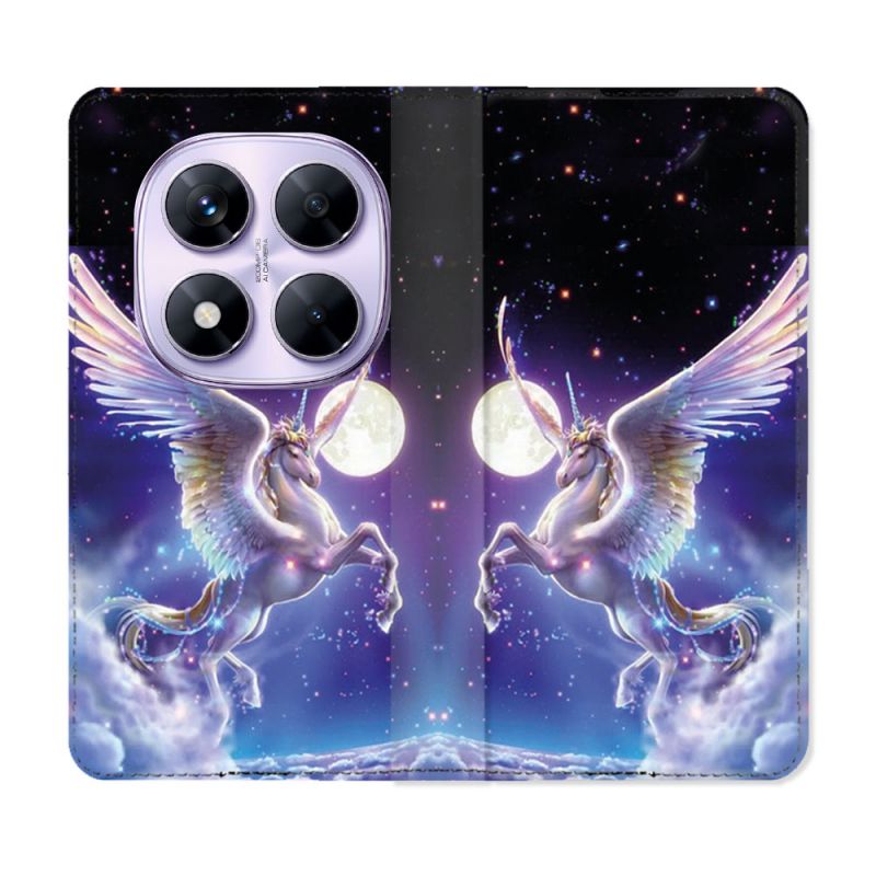Housse Cuir Portefeuille Pour Xiaomi Redmi Note 14 PRO 4G Fantastique Licorne Céleste