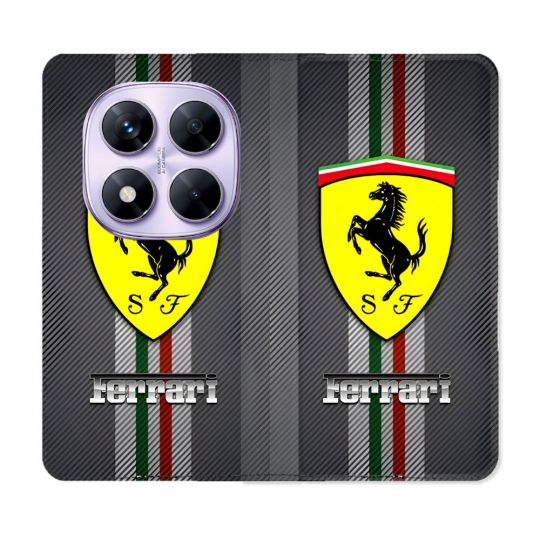 Housse Cuir Portefeuille Pour Xiaomi Redmi Note 14 PRO 4G Ferrari Carbone