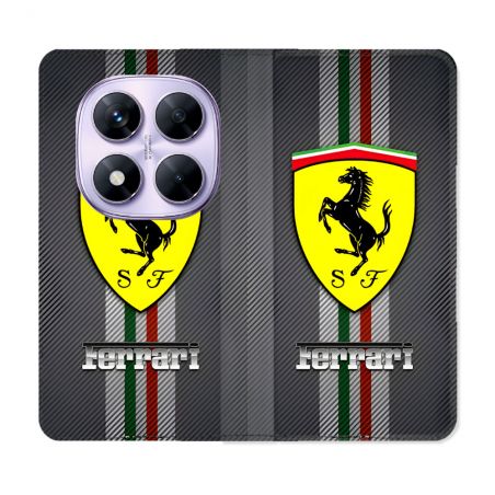Housse Cuir Portefeuille Pour Xiaomi Redmi Note 14 PRO 4G Ferrari Carbone