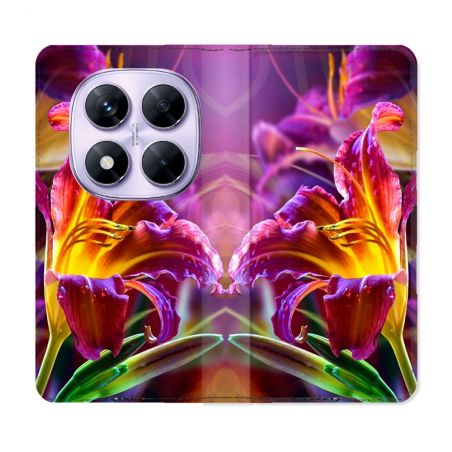 Housse Cuir Portefeuille Pour Xiaomi Redmi Note 14 PRO 4G Fleur Lys Color