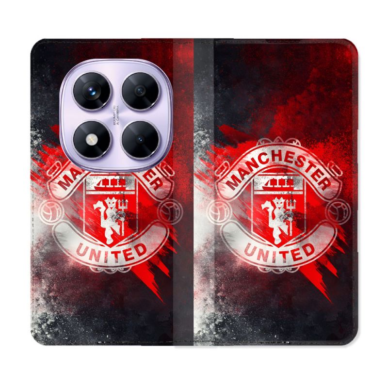 Housse Cuir Portefeuille Pour Xiaomi Redmi Note 14 PRO 4G Foot Manchester United