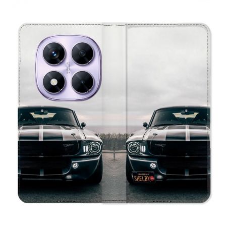 Housse Cuir Portefeuille Pour Xiaomi Redmi Note 14 PRO 4G Ford Mustang GT500 Vintage