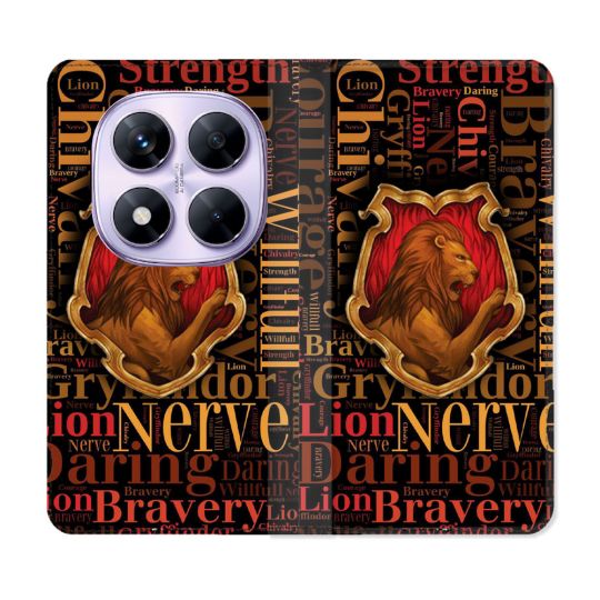 Housse Cuir Portefeuille Pour Xiaomi Redmi Note 14 PRO 4G Harry Potter Griffondor