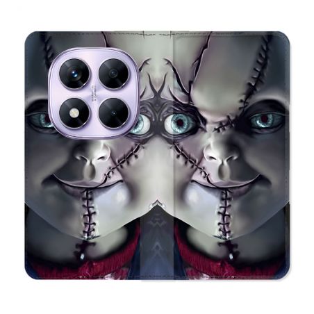 Housse Cuir Portefeuille Pour Xiaomi Redmi Note 14 PRO 4G Horreur Chucky Cicatrice