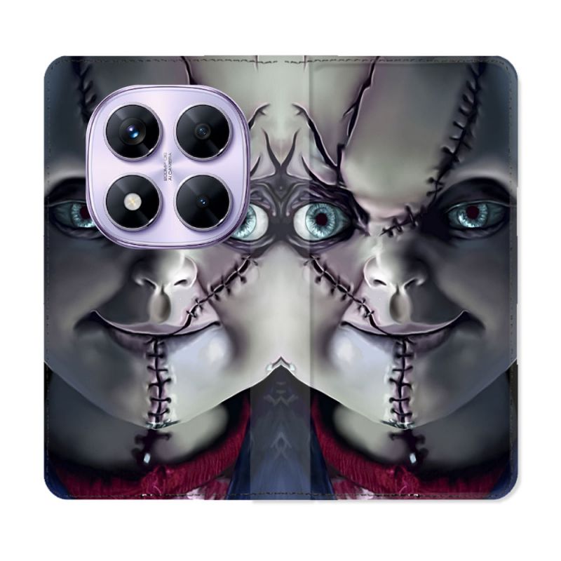 Housse Cuir Portefeuille Pour Xiaomi Redmi Note 14 PRO 4G Horreur Chucky Cicatrice