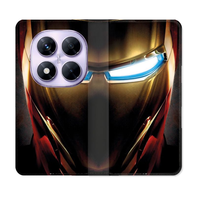 Housse Cuir Portefeuille Pour Xiaomi Redmi Note 14 PRO 4G Iron Man Casque