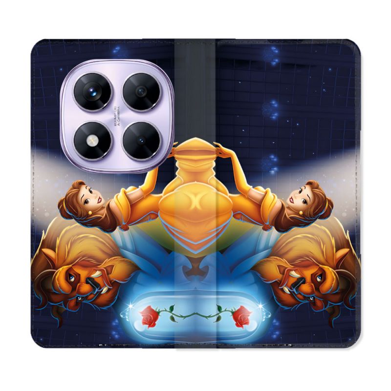 Housse Cuir Portefeuille Pour Xiaomi Redmi Note 14 PRO 4G La Belle et La Bête