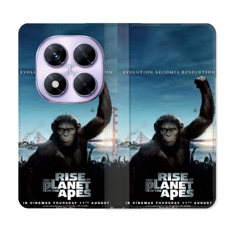 Housse Cuir Portefeuille Pour Xiaomi Redmi Note 14 PRO 4G La Planete Des Singes