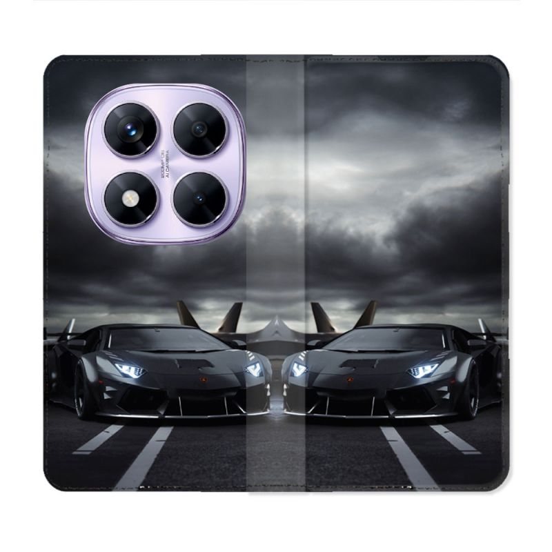 Housse Cuir Portefeuille Pour Xiaomi Redmi Note 14 PRO 4G Lamborghini Avion