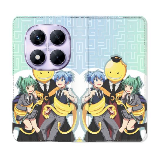 Housse Cuir Portefeuille Pour Xiaomi Redmi Note 14 PRO 4G Manga Assassination Classroom Kuro Trio