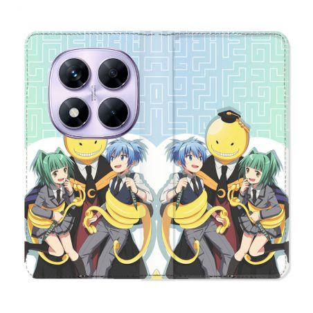 Housse Cuir Portefeuille Pour Xiaomi Redmi Note 14 PRO 4G Manga Assassination Classroom Kuro Trio