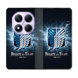 Housse Cuir Portefeuille Pour Xiaomi Redmi Note 14 PRO 4G Manga Attaque Titans Noir
