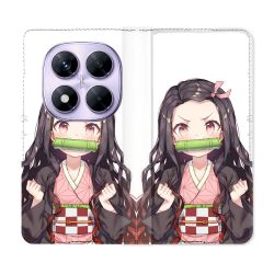 Housse Cuir Portefeuille Pour Xiaomi Redmi Note 14 PRO 4G Manga Demon Slayer Nezuko