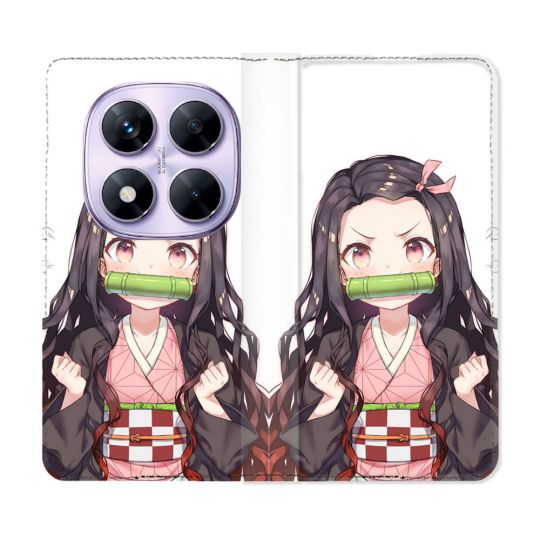 Housse Cuir Portefeuille Pour Xiaomi Redmi Note 14 PRO 4G Manga Demon Slayer Nezuko