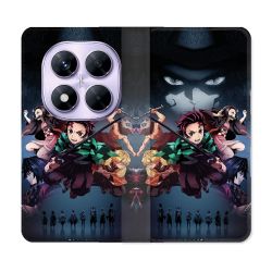 Housse Cuir Portefeuille Pour Xiaomi Redmi Note 14 PRO 4G Manga Demon Slayer Noir