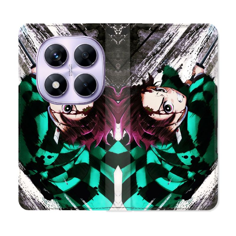 Housse Cuir Portefeuille Pour Xiaomi Redmi Note 14 PRO 4G Manga Demon Slayer Tanjiro