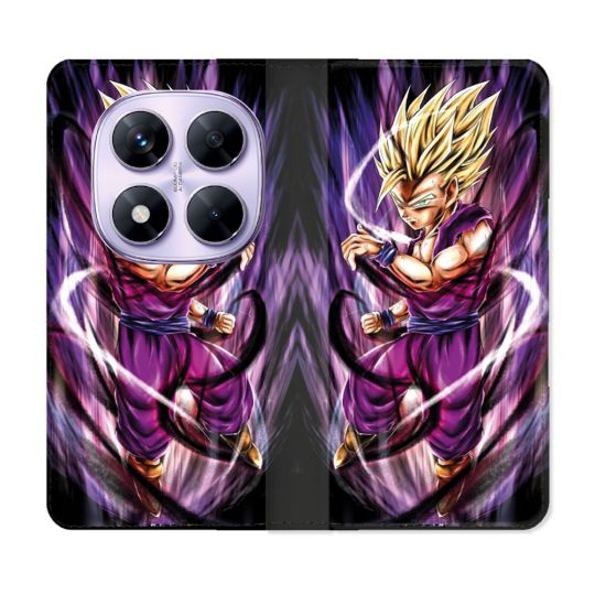 Housse Cuir Portefeuille Pour Xiaomi Redmi Note 14 PRO 4G Manga Dragon Ball Sangohan Violet