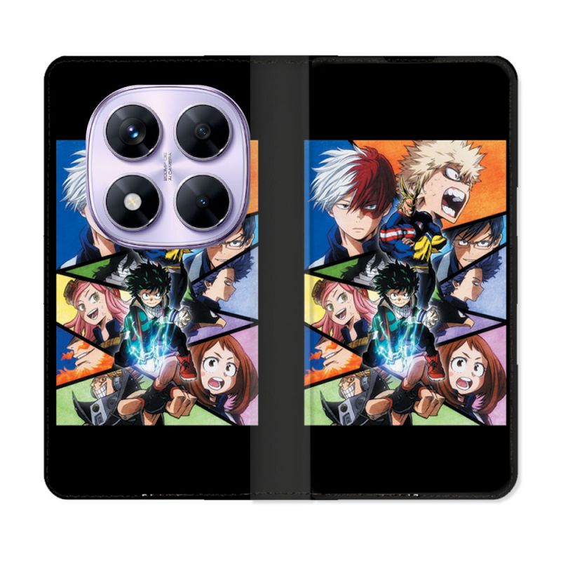 Housse Cuir Portefeuille Pour Xiaomi Redmi Note 14 PRO 4G Manga My Hero Academia Noir